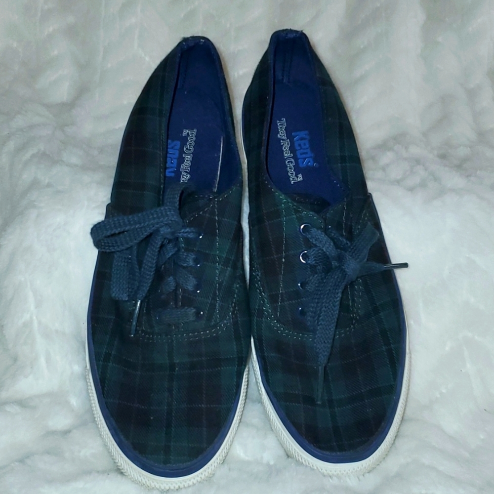Keds blue and green plaid shoes only worn a few times in good condition.
